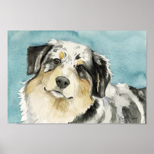 "Australian Shepherd" Dog Art Print (Front)
