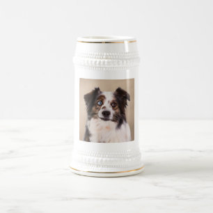 Australian Shepherd Dog Art Red Beer Stein