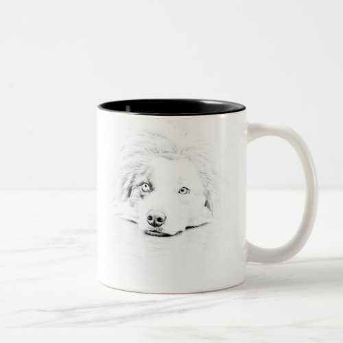 Australian Shepherd dog art Two_Tone Coffee Mug