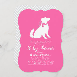 Australian Shepherd Dog Baby Shower Pink Girl Invitation