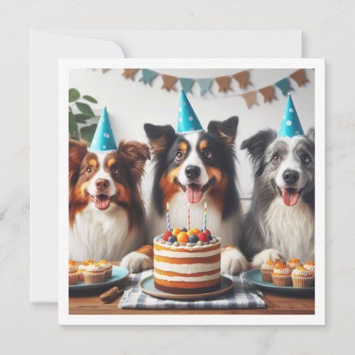 Australian Shepherd Dog birthday card Dog  Invitation
