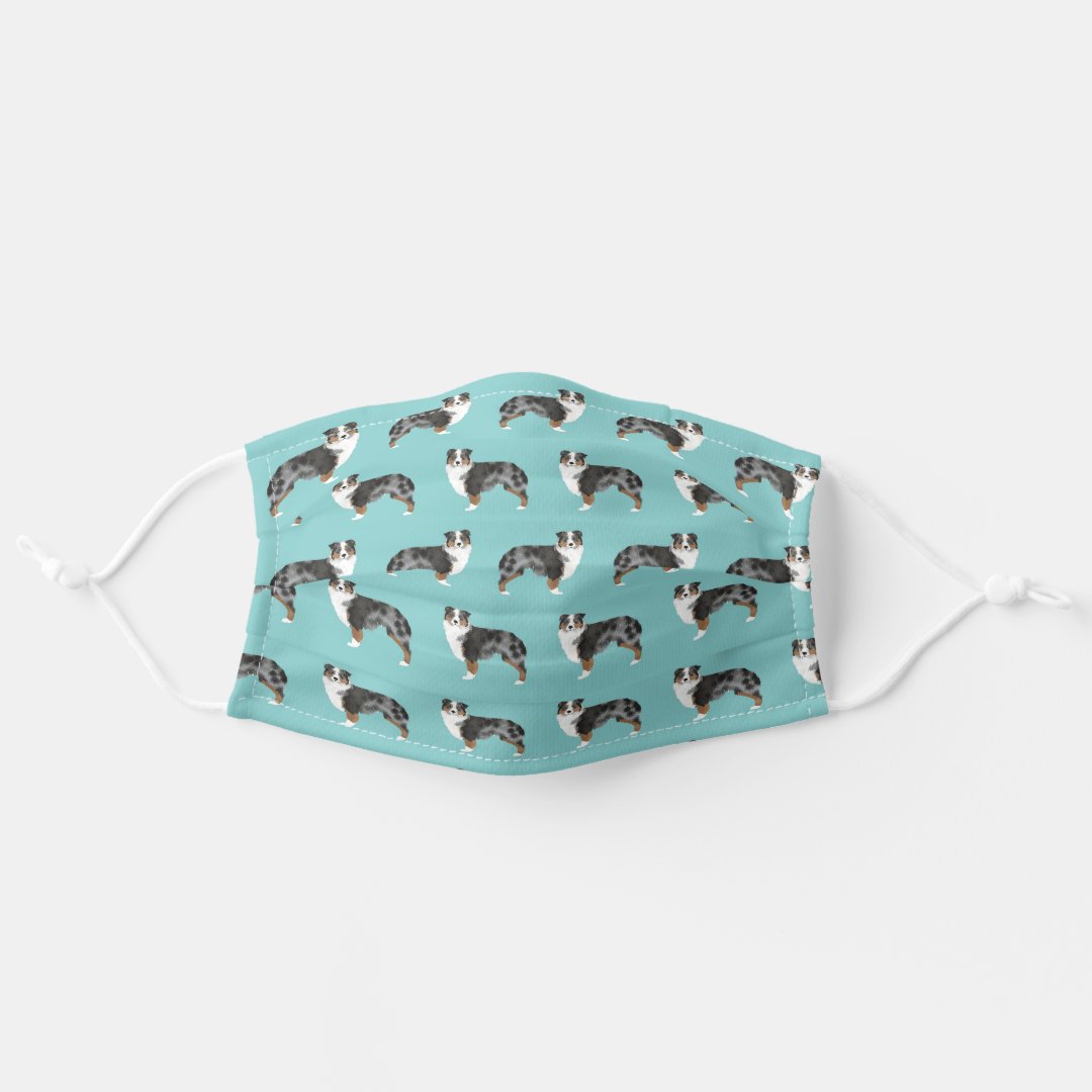 Australian Shepherd dog blue merle Adult Cloth Face Mask | Zazzle