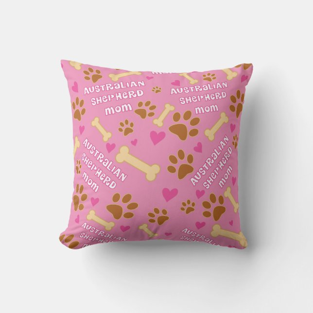 Australian Shepherd Dog Breed Mom Gift Idea Throw Pillow (Front)