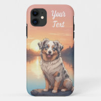 Australian Shepherd Dog by Lake
