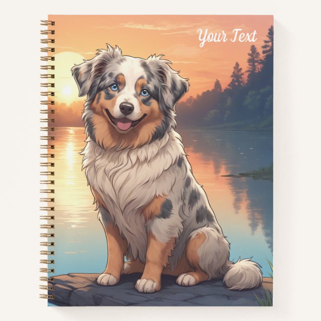 Australian Shepherd Dog by Lake Notebook (Front)