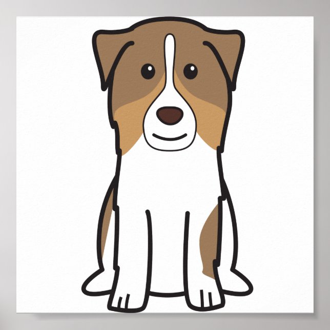 Australian Shepherd Dog Cartoon Poster (Front)