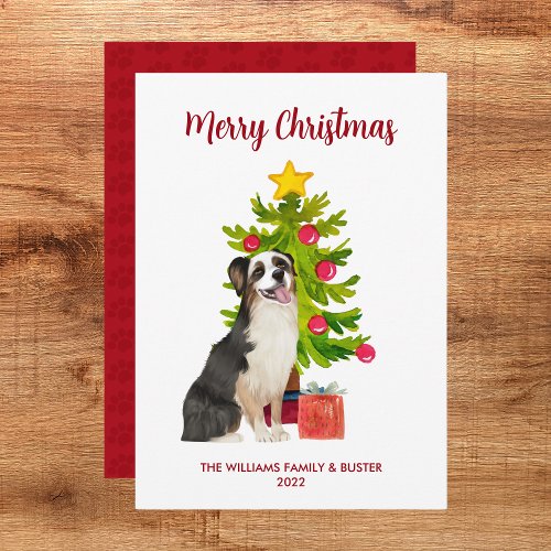 Australian Shepherd Dog Christmas Card