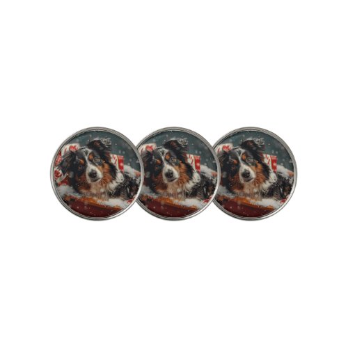 Australian Shepherd Dog Christmas Festive Golf Ball Marker