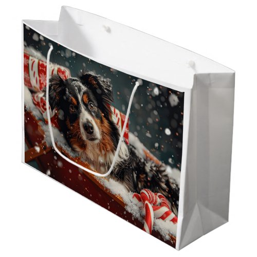 Australian Shepherd Dog Christmas Festive Large Gift Bag