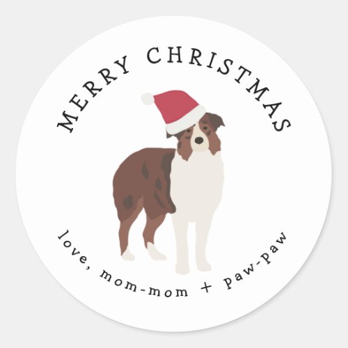 Australian Shepherd dog Christmas gift sticker