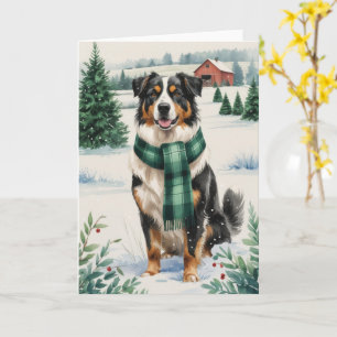 Australian Shepherd Dog Christmas Greeting Card