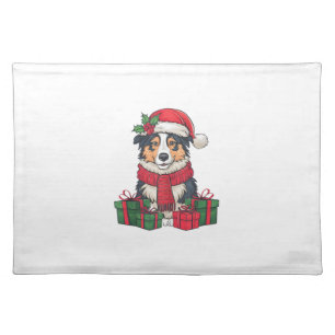 Australian Shepherd Dog Christmas Parties Holiday Cloth Placemat