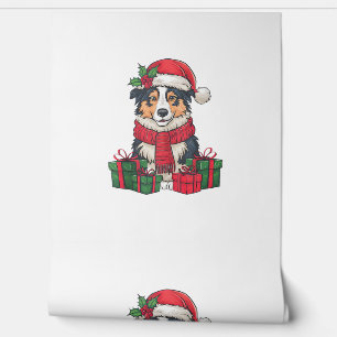 Australian Shepherd Dog Christmas Parties Holiday  Wallpaper