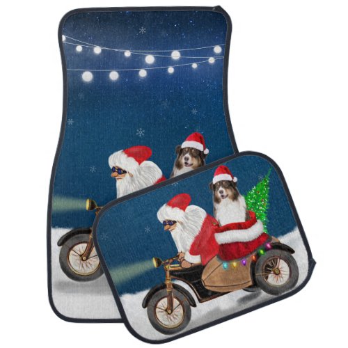 Australian Shepherd Dog Christmas Santa Claus  Car Floor Mat