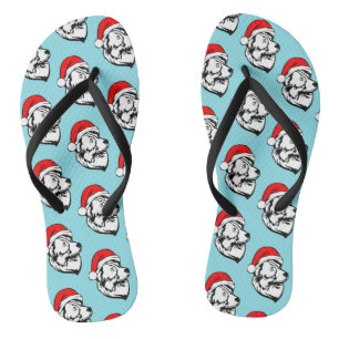 Australian Shepherd Dog Christmas Santa Hat Flip Flops