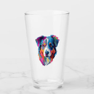 Australian Shepherd Dog Colorful Glass