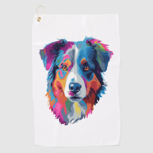 Australian Shepherd Dog Colorful Golf Towel