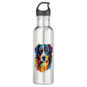 Australian Shepherd Dog Colorful Stainless Steel Water Bottle