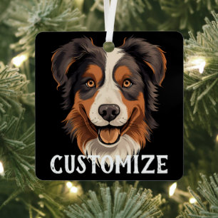 Australian Shepherd Dog Custom Name Personalized Metal Ornament