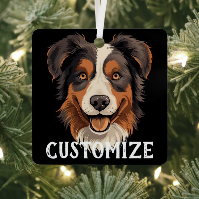 Australian Shepherd Dog Custom Name Personalized Metal Ornament (Insitu)