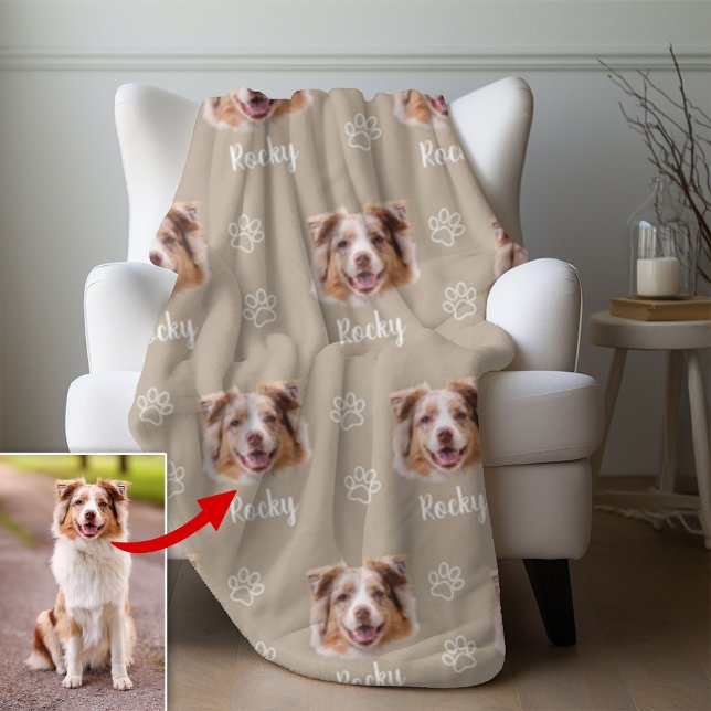 Australian Shepherd Dog, Custom Photo and Name,Pet Fleece Blanket (Creator Uploaded)