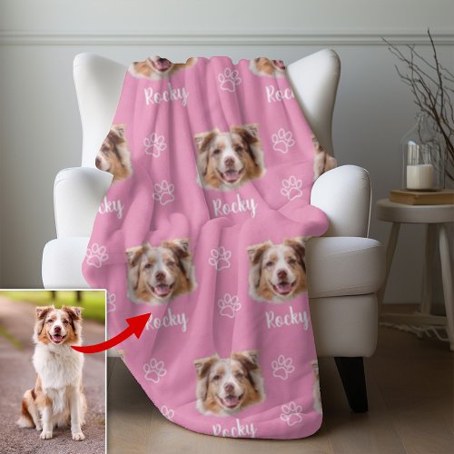 Australian Shepherd Dog Custom Photo and NamePet Fleece Blanket