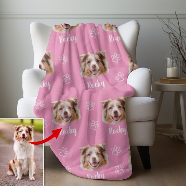 Australian Shepherd Dog, Custom Photo and Name,Pet Fleece Blanket (Creator Uploaded)