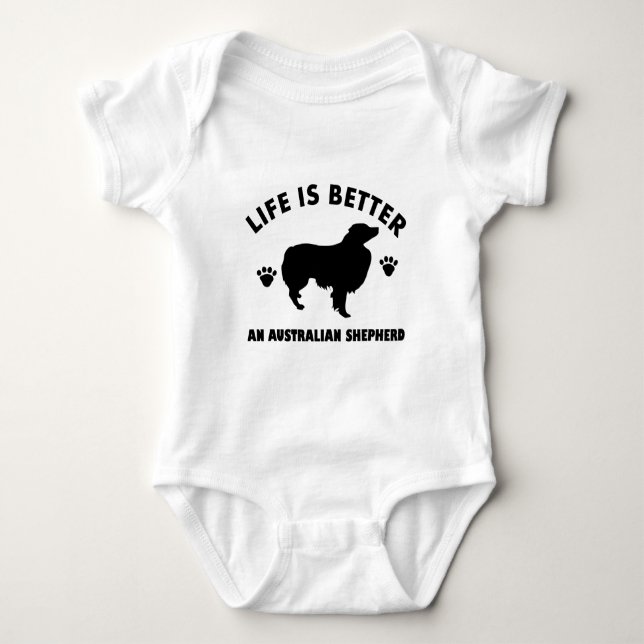 Australian Shepherd dog design Baby Bodysuit (Front)