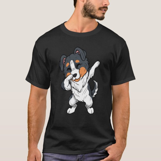 Australian Shepherd Dog Dogs Dabbing Australian T-Shirt (Front)
