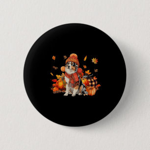 Australian Shepherd Dog Fall Scarf Leopard Pumpkin Button