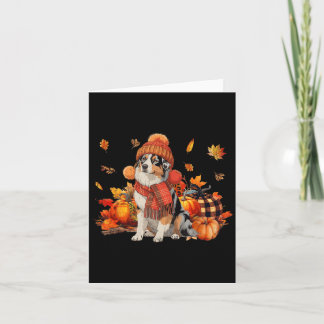 Australian Shepherd Dog Fall Scarf Leopard Pumpkin Card