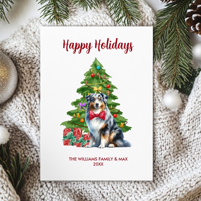 Australian Shepherd Dog Family Christmas Holiday Card (Creator Uploaded)