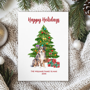 Australian Shepherd Dog Family Christmas Holiday Card