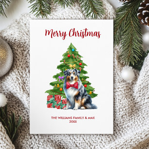 Australian Shepherd Dog Family Christmas Holiday Card