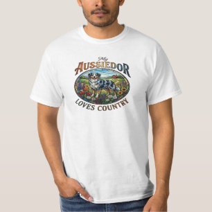 Australian Shepherd Dog Floral Vintage Art T-Shirt