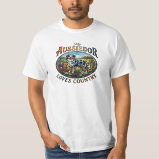 Australian Shepherd Dog Floral Vintage Art T-Shirt