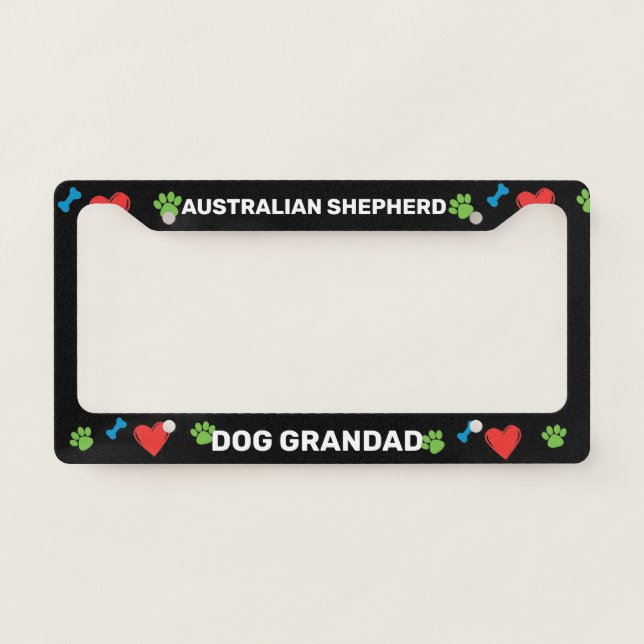 Australian Shepherd Dog Grandad  License Plate Frame (Front)