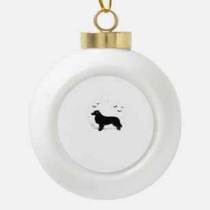 Australian Shepherd Dog – Halloween Moon Silhouett Ceramic Ball Christmas Ornament