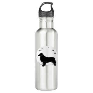 Australian Shepherd Dog � Halloween Moon Silhouett Stainless Steel Water Bottle