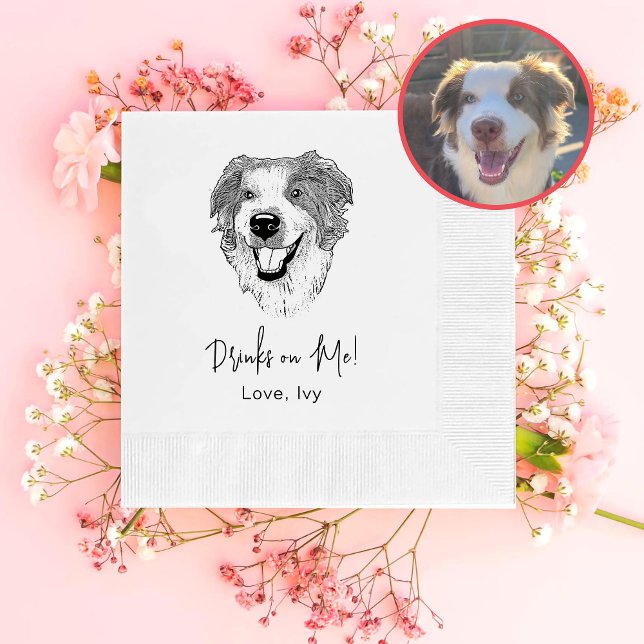 Australian Shepherd Dog Hand Drawing Personalized Napkins (Creator Uploaded)