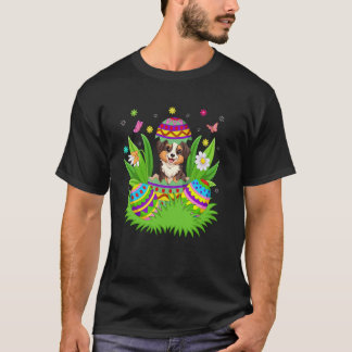 Australian Shepherd Dog Happy Easter Bunny Egg Hun T-Shirt