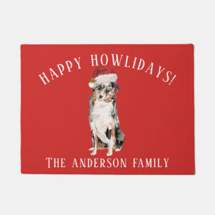 Australian Shepherd Dog Happy Howlidays Christmas Doormat