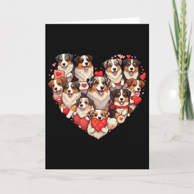 Australian Shepherd Dog Heart Valentine Australian Card (Front)