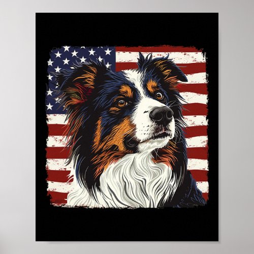 Australian Shepherd Dog Image Shirt 4th Of July  Poster