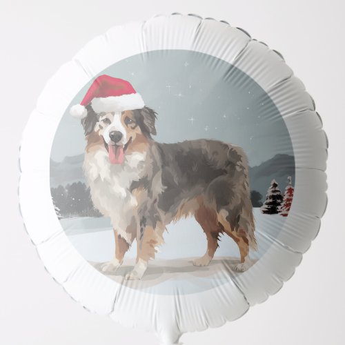 Australian Shepherd Dog in Snow Christmas  Balloon