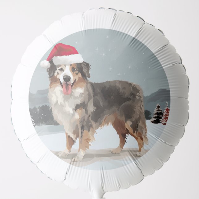 Australian Shepherd Dog in Snow Christmas  Balloon (Front)