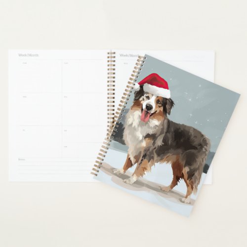 Australian Shepherd Dog in Snow Christmas  Planner