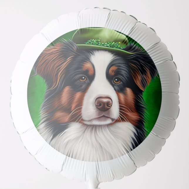 Australian Shepherd dog in St. Patrick's Day Dress Balloon (Front)
