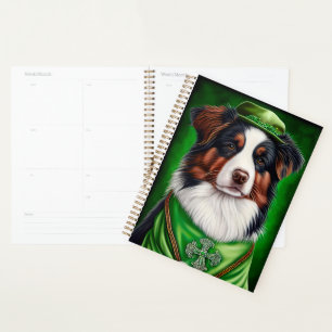 Australian Shepherd dog in St. Patrick's Day Dress Planner