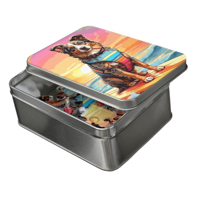 Australian Shepherd dog Jigsaw Puzzle (Lid Open)